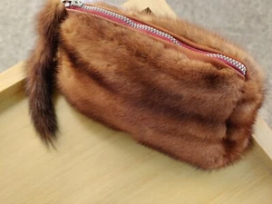 Pochette porta trucco con cerniera Elegante in vera pelliccia visone demibuff  - Foto 1 di 8