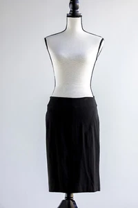 Vintage 90s BEBE Straight Black Skirt With Pannelling Accents Size 8 - Picture 1 of 5