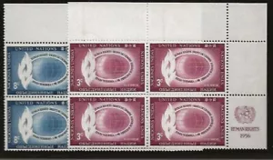 UN Scott #NY 47-48, Inscription Blocks 1956 Complete Set FVF MNH UR - Picture 1 of 1