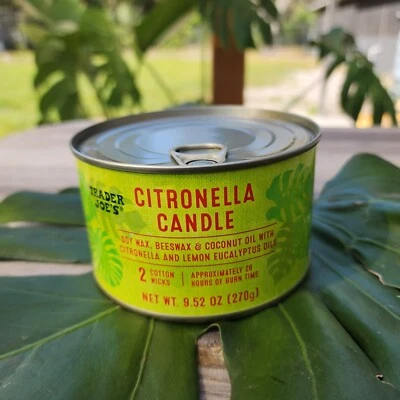 Trader Joes Citronella Candle Soy Wax Beeswax Coconut Two Cotton Wicks 9.52 Oz - Image 1 of 4