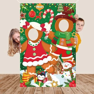 Christmas Photo Door BannerChristmas Gingerbread Man Photo Prop Background Ba... - Image 1 of 4