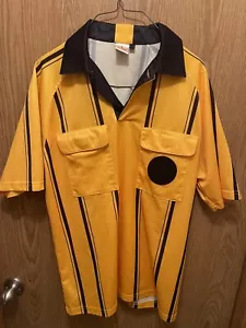 Men's Soccer Referee Jersey/bowling Shirt Yellow Short Sleeve Size Adult Small - Picture 1 of 8