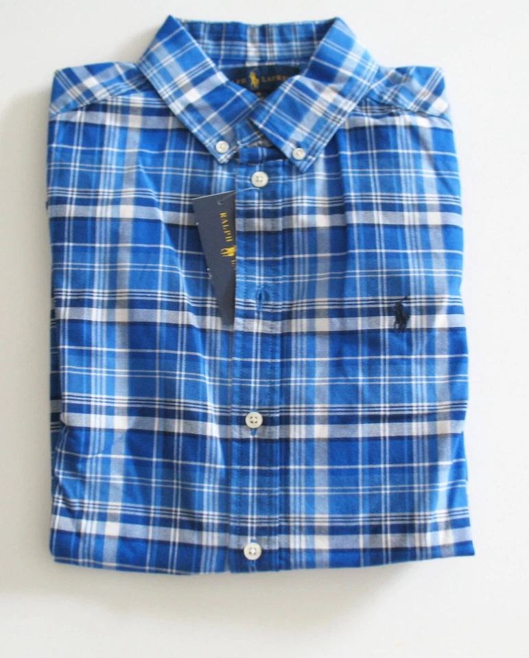 Camisa Ralph Lauren Big Boys Algodón a Cuadros Manga Larga Blanca Multi Talla L - Nueva con Etiquetas Foto 1 de 1