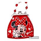 Disney Minnie Mouse Girls Red Vinyl Purse  White Polka Dot Back Beaded Handle