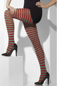NUEVO ROJO Y VERDE RAYAS MEDIAS NAVIDAD ELFO PIXIE DISFRAZ ACCESORIO - Imagen 1 de 5