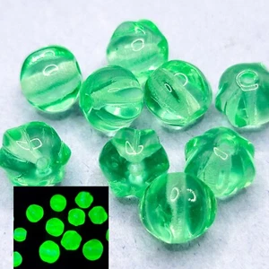 Green Melon Uranium Glass Beads Czech 5mm 7mm 10pcs - Picture 1 of 7