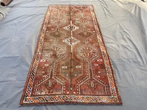 Unique Vintage Rug Runner 4'0 x 8'8 ft Hand-Knotted Wool Hallway Carpet - Picture 1 of 12
