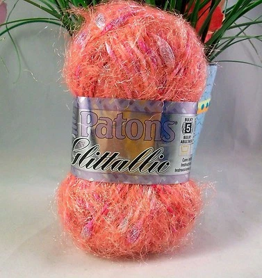Patons Glittallic Bulky Weight Novelty Yarn 61 yds Color 66405 Maroon Shine - Image 1 of 4