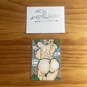ACEO Original Art Trading Card - Zelda - Manga Nude Naked ATC - Gaming cartoon - Picture 1 of 2