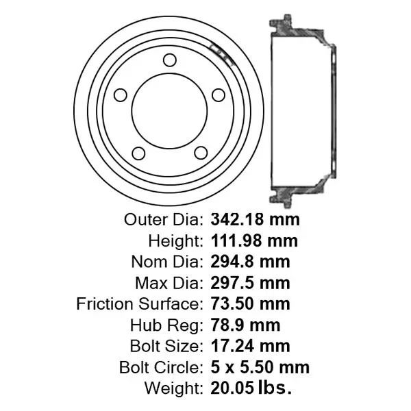 For Ram Dakota 2011 Centric C-Tek Standard Rear Brake Drum Foto 1 de 1