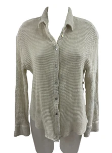 Camisa DONNI Manga Larga Avena Tejido Waffle Abotonada Talla XS - Imagen 1 de 4