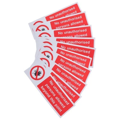  10pcs Safety Warning Sign: No Entrance Sign Stickers - Caution Labels for - Image 1 of 4