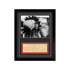 Charles Lindberg Signed Cancelled Check Framed Display - Picture 1 of 5