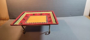 VTG TableTops Gallery Rumba Hand Crafted & Painted 10" Square Tray & Stand Fine - Picture 1 of 6