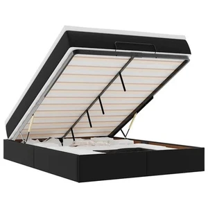 Ottoman Bed Frame with Mattress Platform Bedstead Black Faux Leather vidaXL - Picture 1 of 12