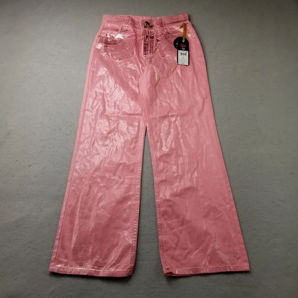 Wicked Justice Jeans Girls Size 12 Pink Movie Metallic Denim Baggy Loose - Image 1 of 4
