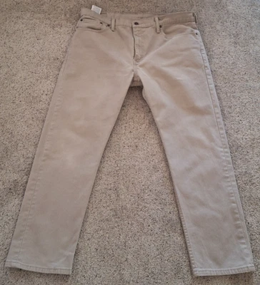 Levis 502 Tapered Fit Stretch Denim Jeans Men's 38Wx29(tag 38x30) Beige Tan - Image 1 of 4
