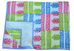 Queen Quilt Kantha Patchwork Bedspread Flannel Throw Decor Indian Cotton Blanket - Picture 1 of 6