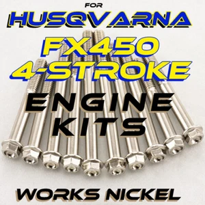 Works Nickel ENGINE Bolt Kit for Husqvarna FX450 | Nickel Plated w/Titanium look - Picture 1 of 12