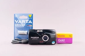 Cámara fotográfica compacta Olympus Mju II Stylus Epic DLX 35 mm negra probada - Imagen 1 de 17