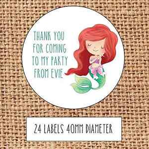 Mermaid Party bag stickers 24 thank you for coming sweet cone birthday