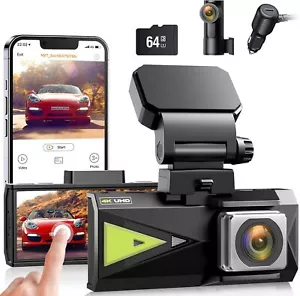 4K 3.16"Touch Screen WiFi GPS Dash Cam Front and Rear Dual Car Camera Free APP - Picture 1 of 8