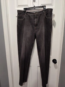 Lands' End Black Traditional Fit Tapered Leg Denim Jeans Men's Size 37x32 - Picture 1 of 11