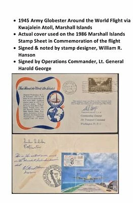 Around The World Flight Kwajalein Atoll Marshall Islands 1945 Unique Piece - Image 1 of 4