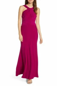 Eliza J Womens Shirred Halter Neck Gown Formal Cocktail Dress Purple Orchid 6 - Picture 1 of 7