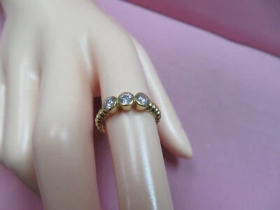New Old Stock 14k Solid Y. Gold 3 Cubic Zirconia Ring Size 6 - 2.35 Grams - Image 1 of 4