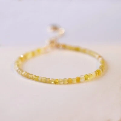 Natural Yellow Opal Stone Dainty Bracelet Yellow Gemstone Bracelet Minimalist - Image 1 of 3