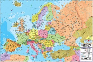 Mapa de Europa mapa política nuevo póster geografía póster de pared 90 X 60 CM - Imagen 1 de 9
