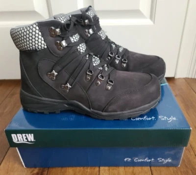 Drew Black Nubuck Iceberg Womens Hiking Boots 10189-12 Sz 12WW NWT Waterproof - Image 1 of 4