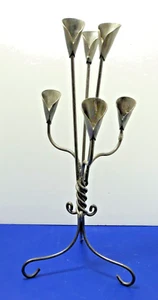 Candelabro artigianale in ferro battuto a mano da studio Twist & Lily 6 portacandele ~19"H - Foto 1 di 16