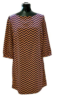 Maude Orange & Blue Striped Long Sleeve Dress Size Large  - Image 1 of 4