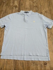 Polo Ralph Lauren Para Hombre Grande Calce Clásico Polo Azul Amarillo Logo de Poni - Imagen 1 de 6
