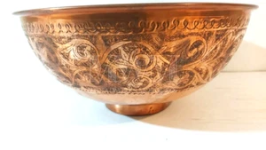 ( 14" ) Etched Copper Vessel Sink Vanity, Bathroom Bowl Sink Moroccan Handmade - Picture 1 of 8