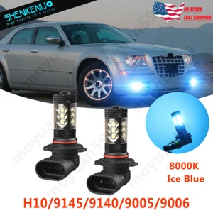 100W H10 9145 8000K LED Fog lights lamp For Chrysler 300 300C 2005-2009 Ice Blue - Picture 1 of 9