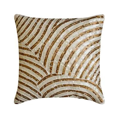 Throw Pillow Case Gold 16"x16", Sofa Decor Silk Fabric - Gold Glamorous - Image 1 of 3