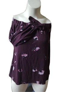 Maurices Jrs Off Shoulder Stretch Shirt Size XL Burgundy Floral Soft #7F - Picture 1 of 3