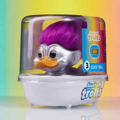 TUBBZ 1ST EDITION Trolls SILVER PURPLE HAIR TROLL Collectible Duck Figure JEEP
