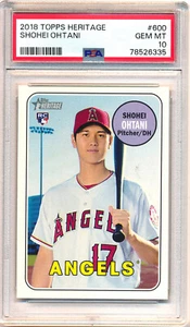 2018 Topps Heritage Shohei Ohtani Bat (RC) #600 Rookie Angels/Dodgers PSA 10 - Imagen 1 de 2