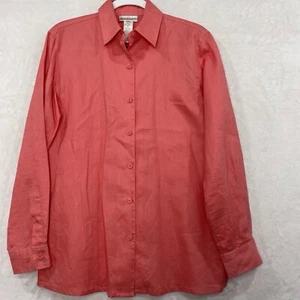 Jones New York Linen Chambray Shirt Women S Button Up Shirt Roll Tab Sleeves NEW - Picture 1 of 13