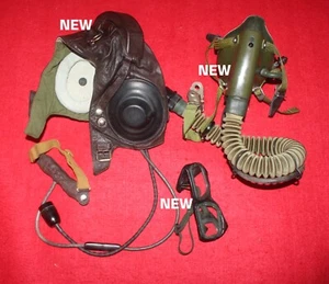 Rare Fighter Pilot Aviation Flight Helmet Oxygen Mask Goggles 0103 - Picture 1 of 8