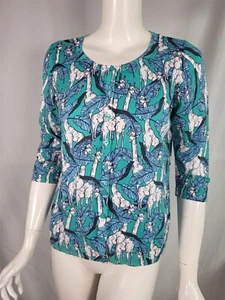 Talbots Woman Petites grüne Giraffe Bananenblätter Druck Baumwolle Strickjacke XP 0X NEU - Bild 1 von 4