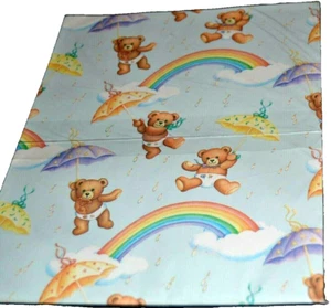 BABY SHOWER Paper Gift Wrap TEDDY BEAR RAINBOW NOS Vintage American Greetings - Picture 1 of 3