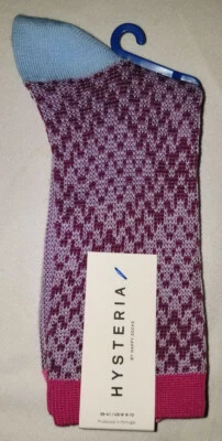 Meias Hysteria Happy algodão mercerizado rosa tripulação tornozelo EUA tamanho 8-10 NOVO $20 - Imagem 1 de 3