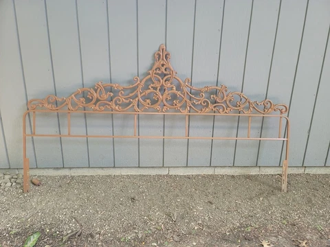 Antique Vintage Victorian Scroll King Size Wrought Iron Headboard (Painted) Cover