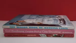3 VINTAGE Cookbooks Hardcover Dessert Cookbook Cake Decorating Wedding Cakes - Picture 1 of 24