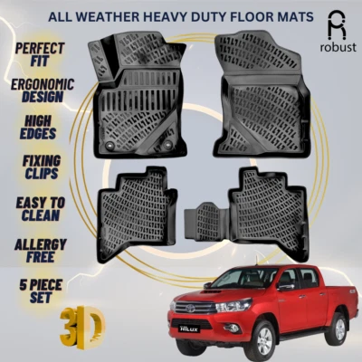 Floor Mats Liners For Toyota Hilux 2015-2017 All Weather Heavy Duty Car Rugs New - Image 1 of 4